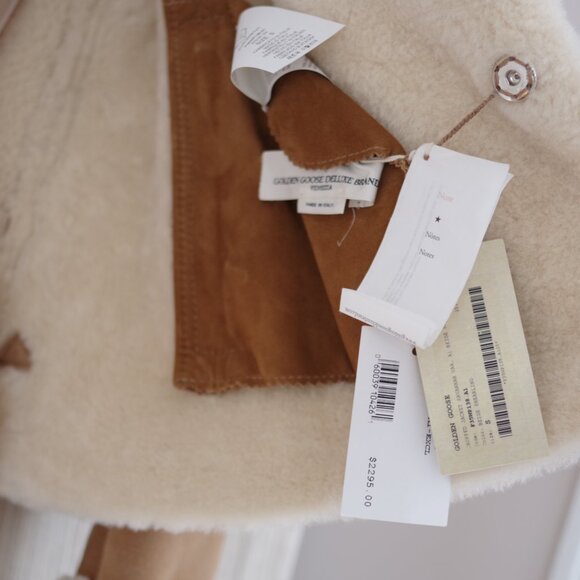 Golden Goose venezia Shearling Cropped  Savannah Brown  Women Jacket Size:S - Picture 10 of 14